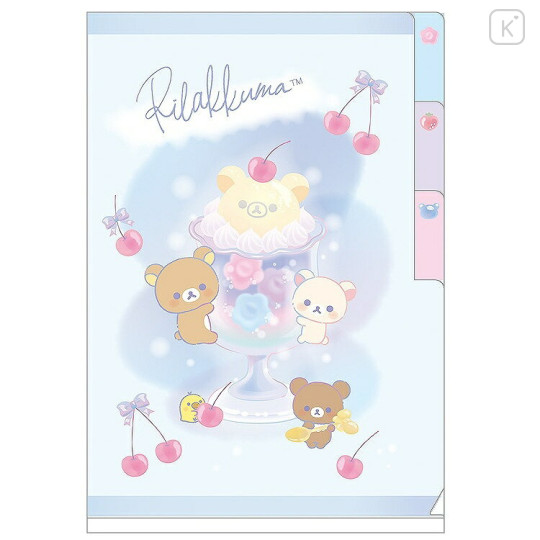 Japan San-X 3 Pockets A6 Index File Holder - Rilakkuma : Parfait Blue - 1