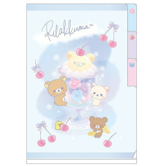 Japan San-X 3 Pockets A6 Index File Holder - Rilakkuma : Parfait Blue