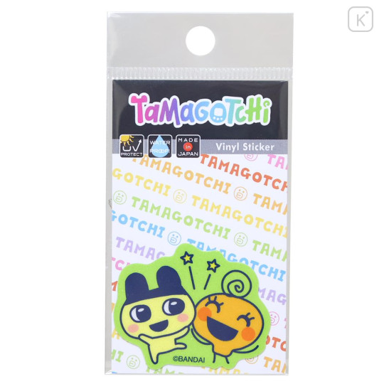 Japan Tamagotchi Vinyl Sticker - Mametchi & Memetchi High Five Glitter - 1