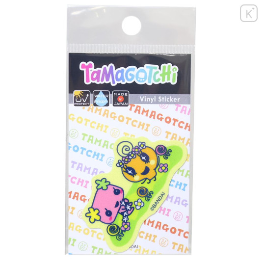 Japan Tamagotchi Vinyl Sticker - Flower Fleur & Memetchi Glitter - 1