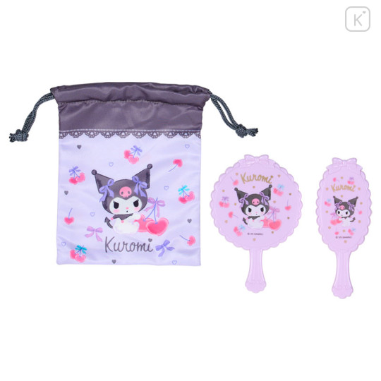 Japan Sanrio Original Mirror & Brush Set - Kuromi - 1