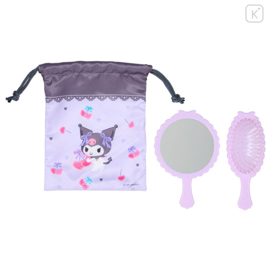 Japan Sanrio Original Mirror & Brush Set - Kuromi - 2