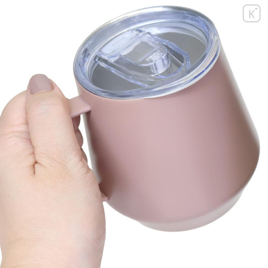 Japan Peanuts Stainless Steel Mug with Lid - Snoopy : Brother Olaf Pale Pink - 2