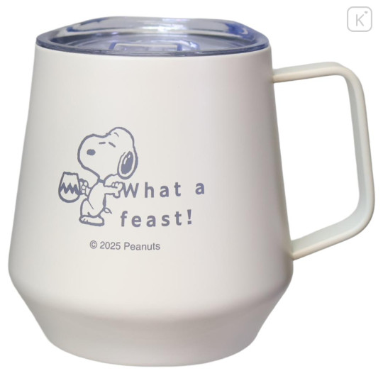 Japan Peanuts Stainless Steel Mug with Lid - Snoopy : Feast Ivory - 1