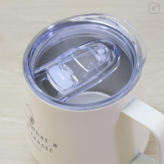 Japan Peanuts Stainless Steel Mug with Lid - Snoopy : Feast Ivory - 3