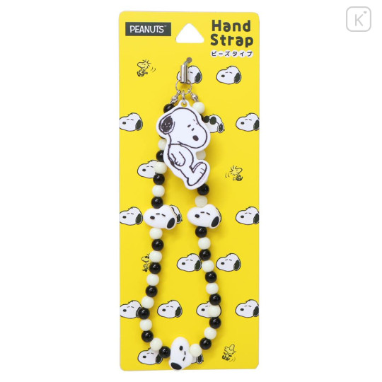 Japan Peanuts Mobile Hand Strap - Snoopy : Black White - 1