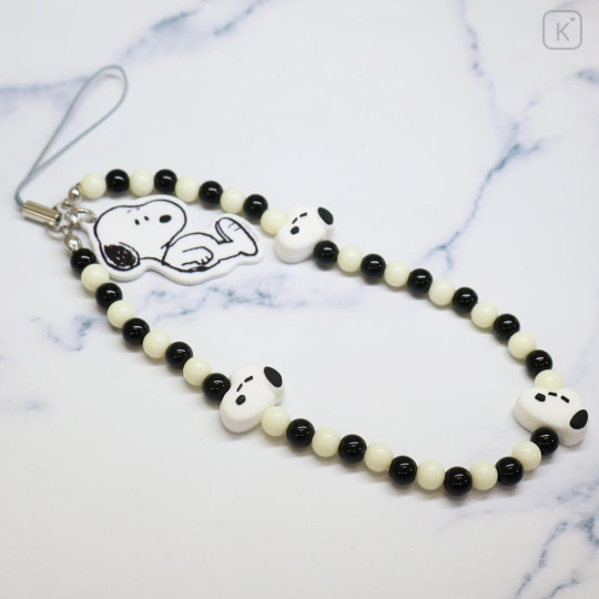 Japan Peanuts Mobile Hand Strap - Snoopy : Black White - 2