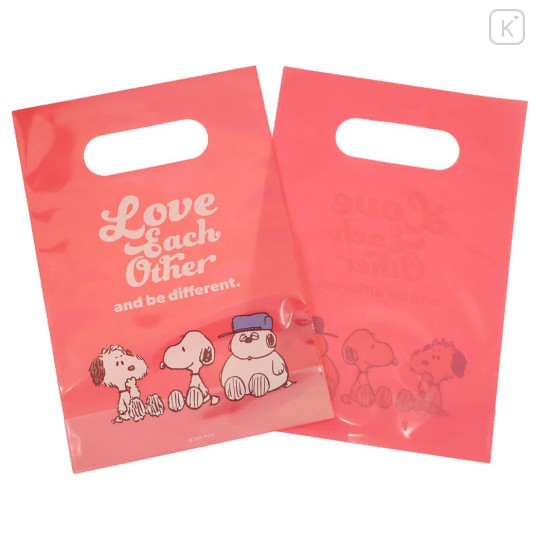 Japan Peanuts Wrapping Bag Set - Snoopy : Love Each Other Be Different Light Red - 1