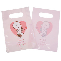 Japan Peanuts Wrapping Bag Set - Snoopy : Hug Charlie Happy Love Light Pink