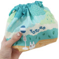 Japan Ghibli Drawstring Pouch & Lunch Bag - My Neighbor Totoro : Rainning Blue Green - 3