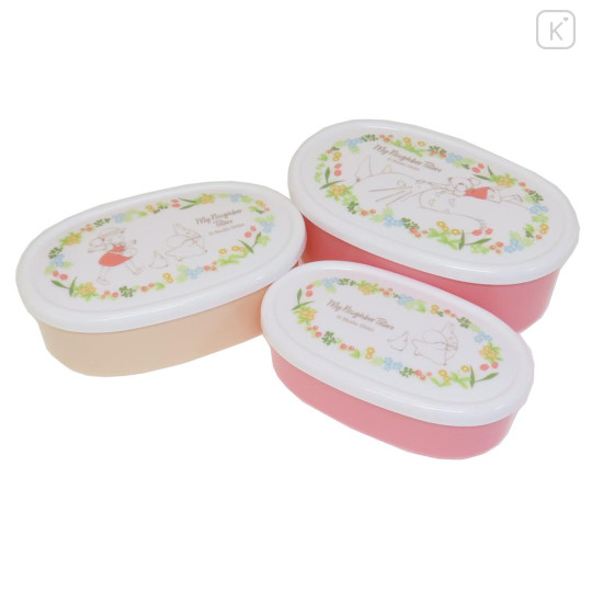Japan Ghibli Nesting Food Storage Container Set - My Neighbor Totoro : Flower Pink - 1