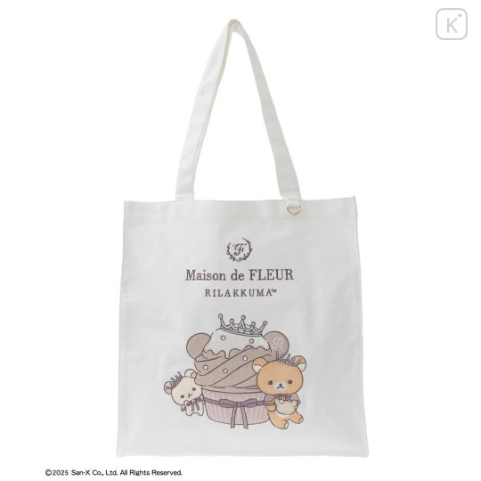 Japan San-X Maison de FLEUR Square Tote Bag - Korilakkuma & Rilakkuma : 6th Collaboration Ivory - 1