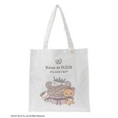 Japan San-X Maison de FLEUR Square Tote Bag - Korilakkuma & Rilakkuma : 6th Collaboration Ivory