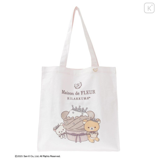 Japan San-X Maison de FLEUR Square Tote Bag - Korilakkuma & Rilakkuma : 6th Collaboration Pink - 1