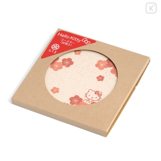 Japan Sanrio Tachikichi Water-absorbing Coaster - Hello Kitty : Plum Blossom - 3