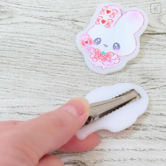 Japan Heisei Retro Acrylic Hair Clip Set - Magical Berry Rabbit Pink - 2