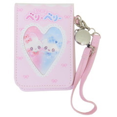 Japan Heisei Retro Pass Case Card Holder & Reel - Magical Berry Rabbit Pink