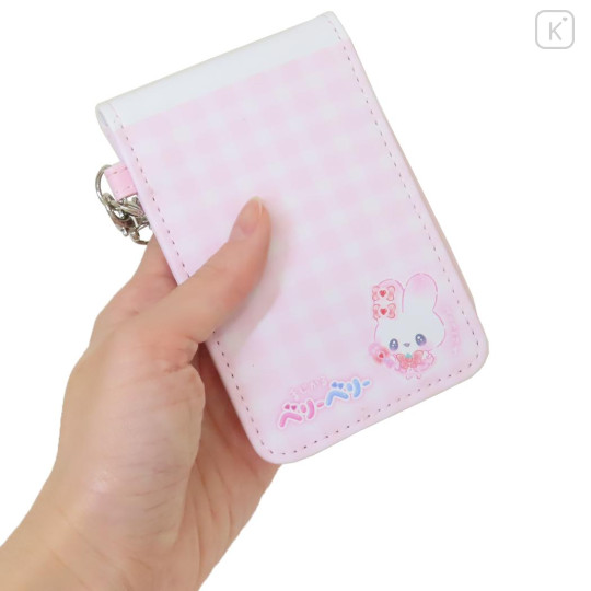 Japan Heisei Retro Pass Case Card Holder & Reel - Magical Berry Rabbit Pink - 2