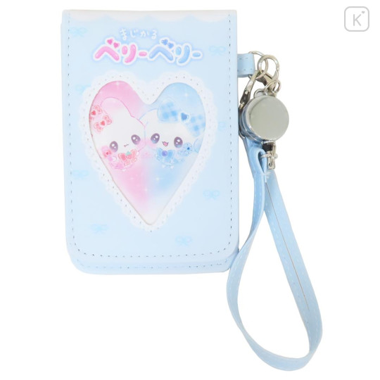 Japan Heisei Retro Pass Case Card Holder & Reel - Magical Berry Rabbit Blue - 1