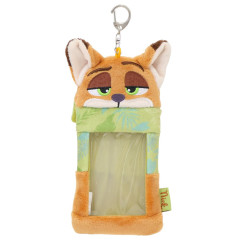Japan Disney Photo Holder Card Case Keychain - Zootopia : Nick Wilde Fluffy Face