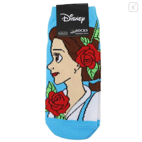 Japan Disney Socks - Belle : Flower Blue - 1