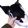 Japan Sanrio Plush Pochette Crossbody Shoulder Bag - Kuromi : Purple Ribbon - 2