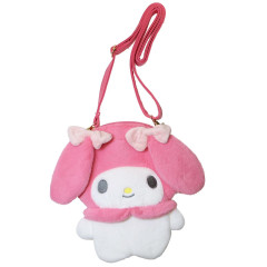 Japan Sanrio Plush Pochette Crossbody Shoulder Bag - My Melody : Pink Ribbon