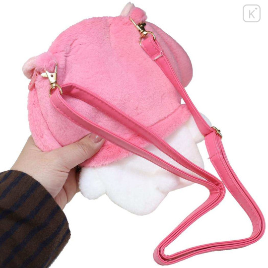Japan Sanrio Plush Pochette Crossbody Shoulder Bag - My Melody : Pink Ribbon - 2