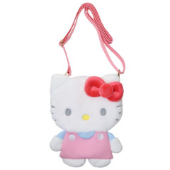 Japan Sanrio Plush Pochette Crossbody Shoulder Bag - Hello Kitty : Pink Dress