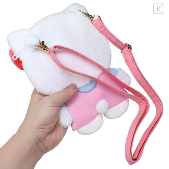 Japan Sanrio Plush Pochette Crossbody Shoulder Bag - Hello Kitty : Pink Dress - 2