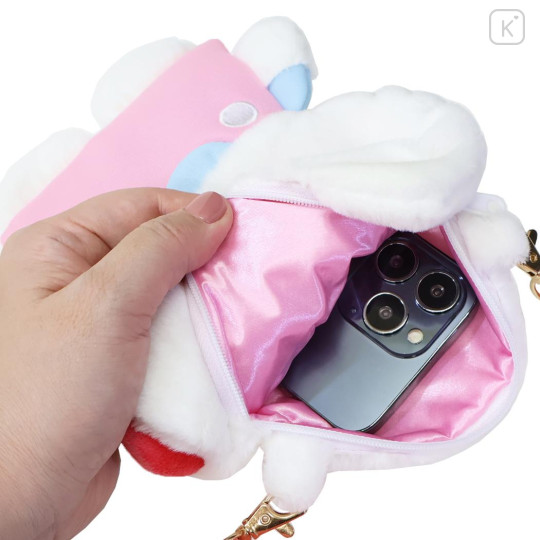 Japan Sanrio Plush Pochette Crossbody Shoulder Bag - Hello Kitty : Pink Dress - 3