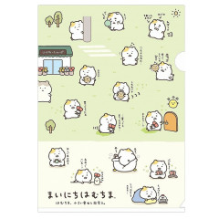 Japan San-X A4 Clear File Folder - Mainichi Hamuchima : Little Moments of Joy Green