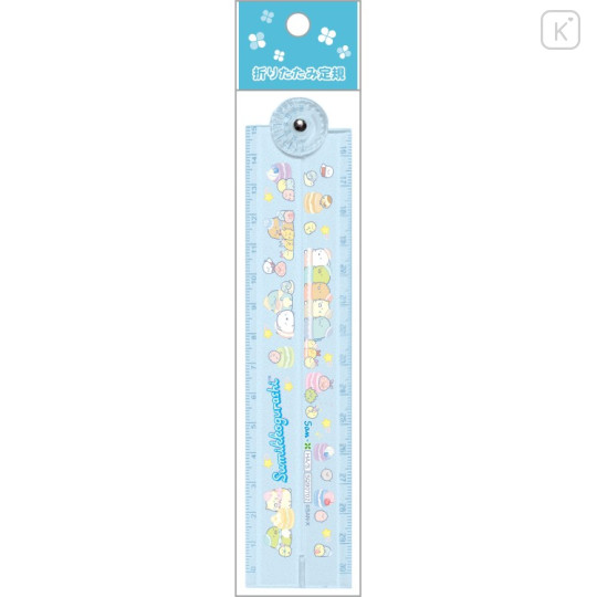 Japan San-X Folding Ruler 30cm - Sumikko Gurashi : Happy School Blue - 1