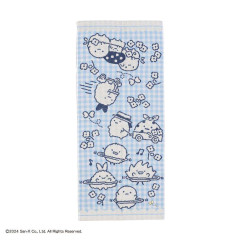 Japan San-X Jacquard Face Towel - Sumikko Gurashi : Playground Gingham Blue
