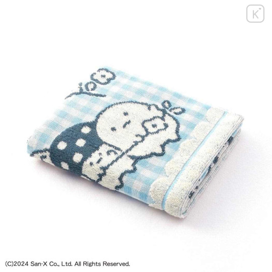 Japan San-X Jacquard Face Towel - Sumikko Gurashi : Playground Gingham Blue - 3