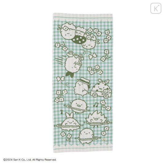 Japan San-X Jacquard Face Towel - Sumikko Gurashi : Playground Gingham Green - 1