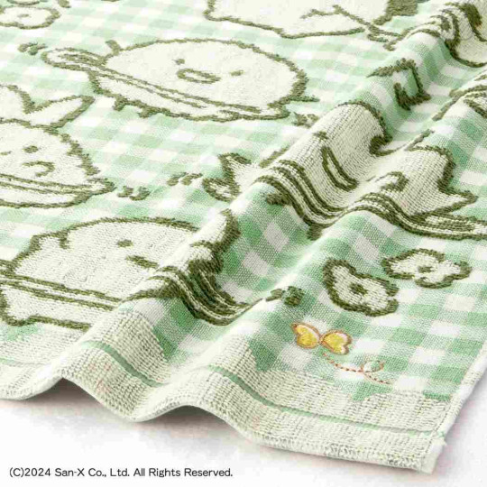 Japan San-X Jacquard Face Towel - Sumikko Gurashi : Playground Gingham Green - 2