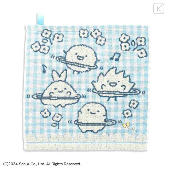 Japan San-X Loop Wash Towel - Sumikko Gurashi : Playground Gingham Blue - 1