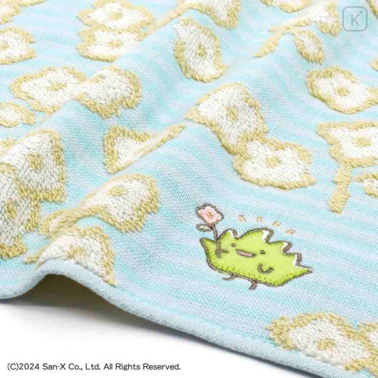 Japan San-X Gauze Towel Handkerchief - Sumikko Gurashi : Zassou Flower Blue - 2