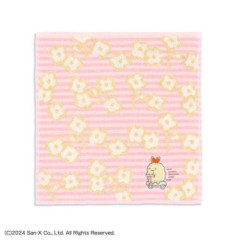 Japan San-X Gauze Towel Handkerchief - Sumikko Gurashi : Ebifurai no Shippo Fried Shrimp Tail Flower Pink