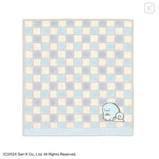 Japan San-X Gauze Towel Handkerchief - Sumikko Gurashi : Tokage & Nisetsumuri Grid - 1