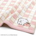 Japan San-X Gauze Towel Handkerchief - Sumikko Gurashi : Shirokuma & Furoshiki Grid Pink - 2