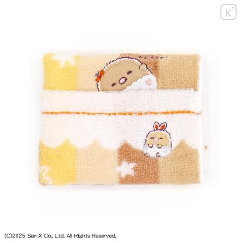 Japan San-X Mini Towel Handkerchief - Sumikko Gurashi : Tonkatsu Fried Pork & Ebifurai no Shippo Fried Shrimp Tail Baby Star - 4