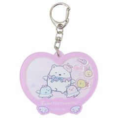 Japan San-X Shaka Shaka Acrylic Keychain - Sumikko Gurashi : Dreaming Idol Shirokuma Pink Heart