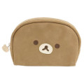 Japan San-X Round Pouch - Rilakkuma : Face Brown Flocked - 1
