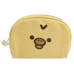 Japan San-X Round Pouch - Kiiroitori : Face Yellow Flocked
