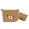 Japan San-X Pouch & Tissue Case - Rilakkuma : Face Brown Flocked - 1