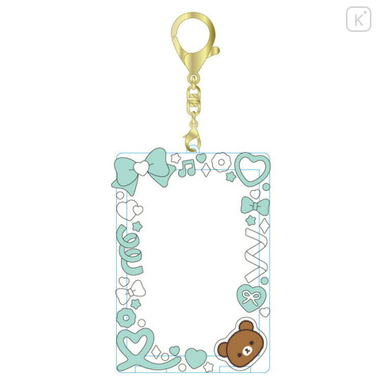 Japan San-X Acrylic Photo Card Holder Keychain - Chairoikoguma : Enjoy Idol Green - 1