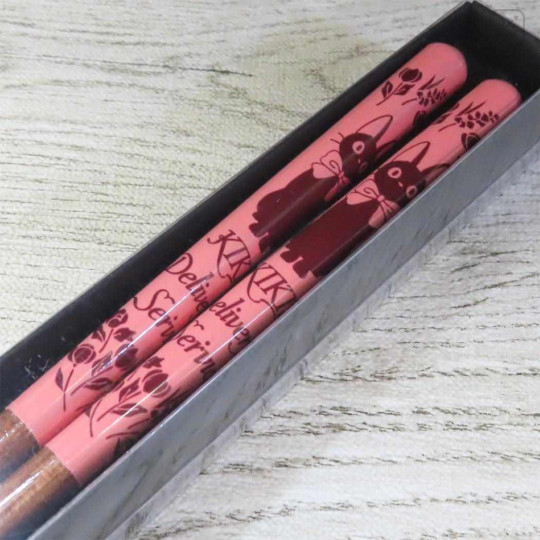 Japan Ghibli Natural Wood Chopsticks 21cm - Kiki's Delivery Service : Jiji Pink - 3