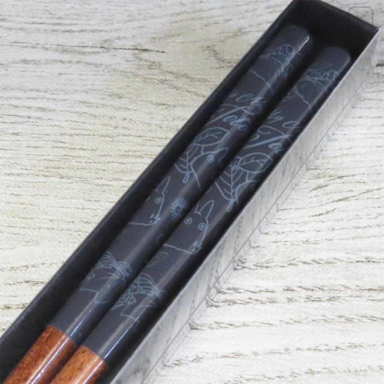 Japan Ghibli Natural Wood Chopsticks 21cm - My Neighbor Totoro : Deep Grey - 3